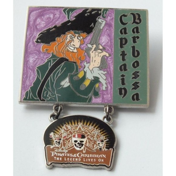 Disney Pirates Of The Caribbean Captain Barbossa Legend Lives On Dangle Pin, LE - Picture 1 of 5